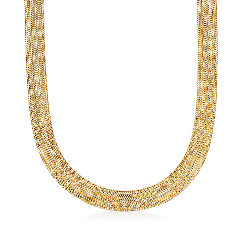 14kt yellow gold wide-link chain necklace, curved open U shape