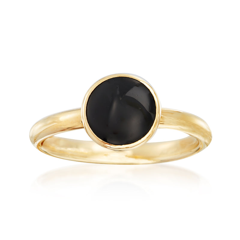 14kt yellow gold ring with black onyx cabochon
