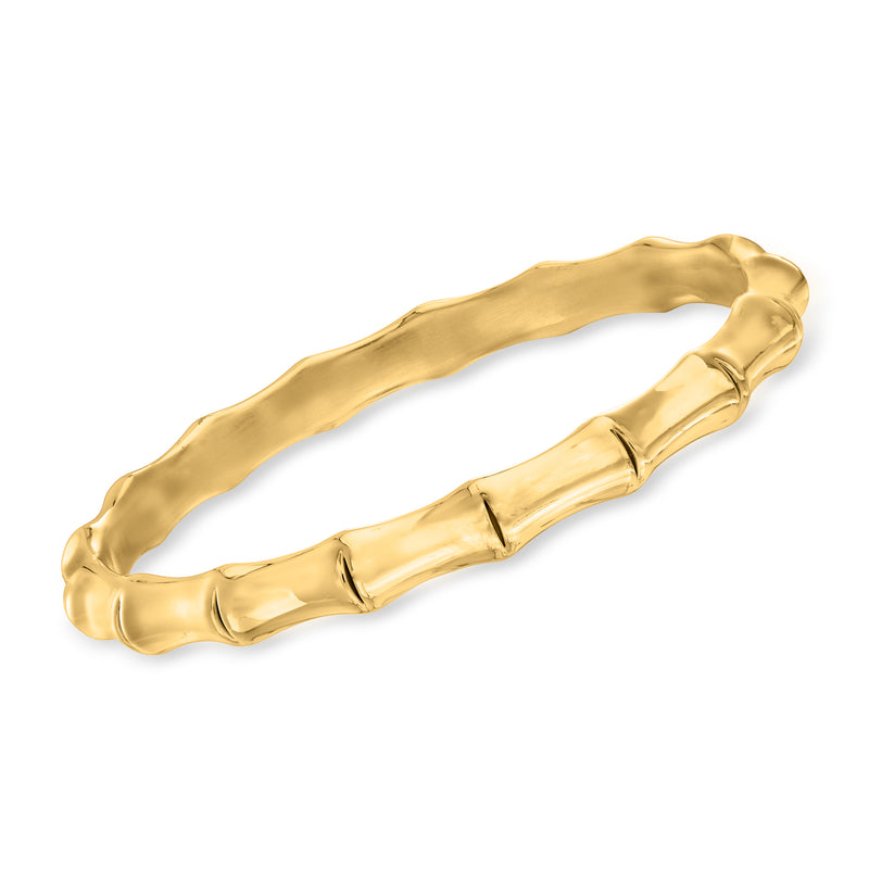 Yellow gold-tone bamboo-style bangle bracelet with segmented detail