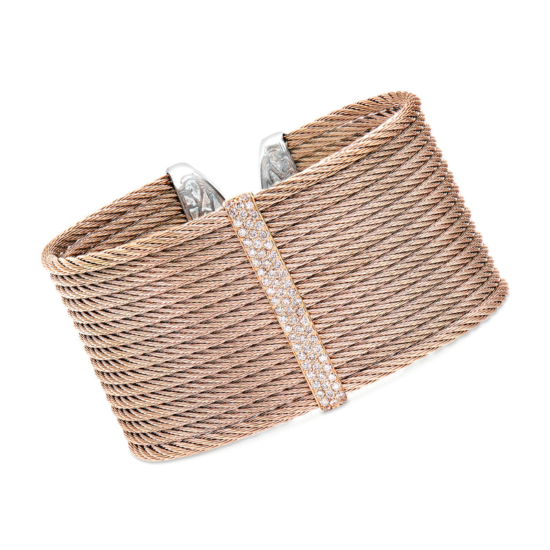 ALOR Classique diamond rose gold cable cuff bracelet