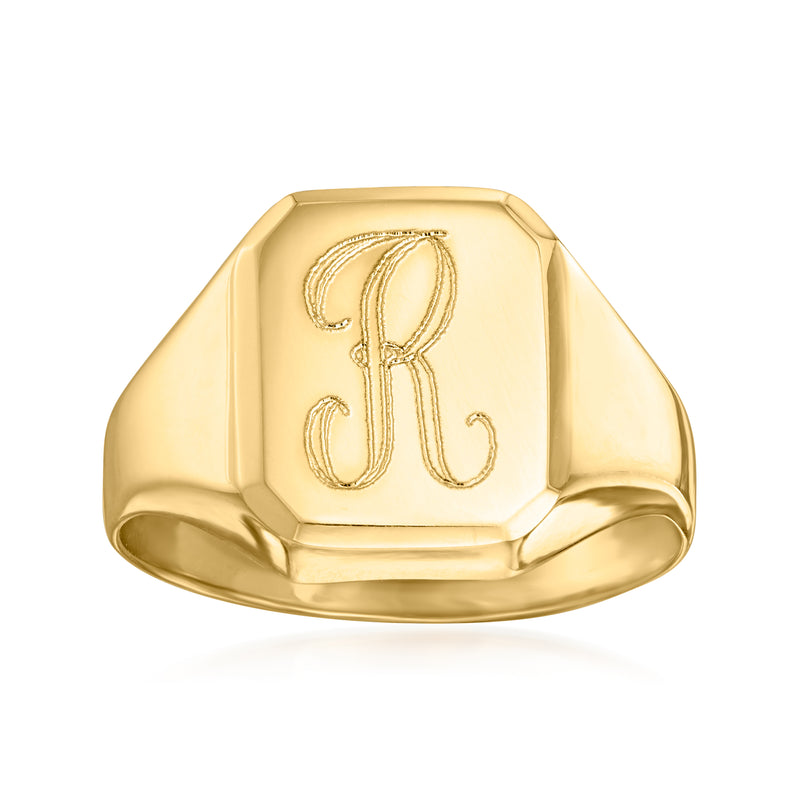 14kt yellow gold signet ring with engraved monogram on the face