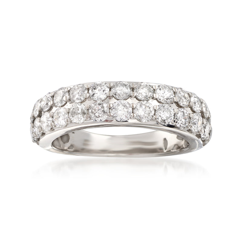 14kt white gold two-row diamond ring