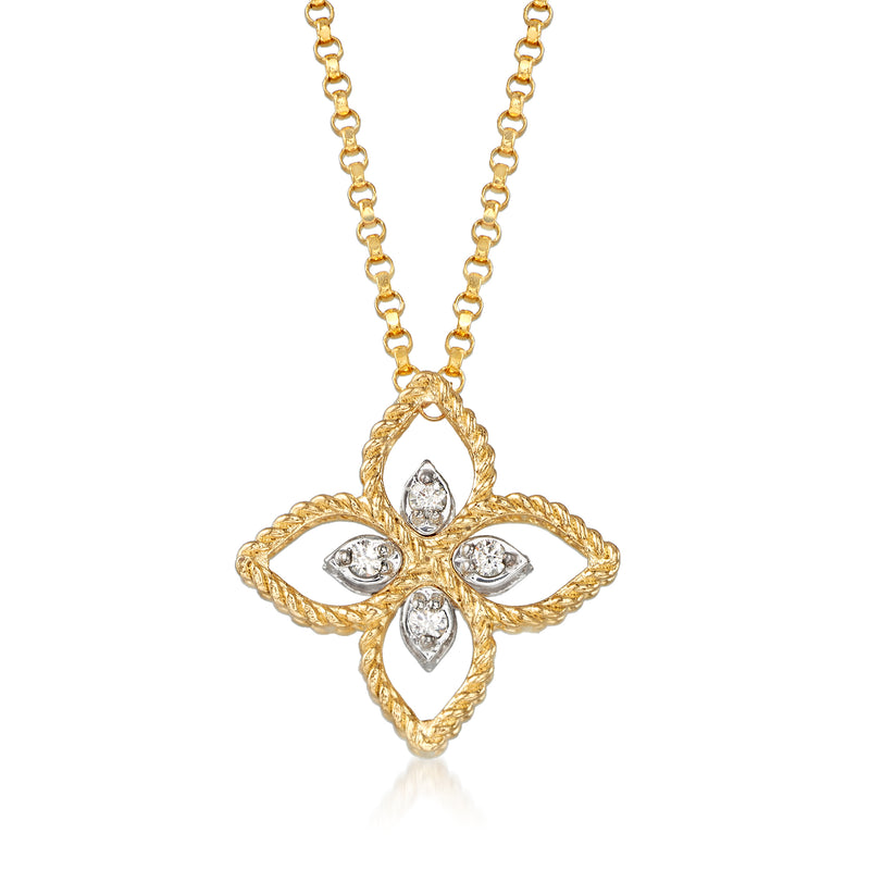 Roberto Coin "Princess" 18kt Two-Tone Gold Flower Necklace with Diamonds. 16"