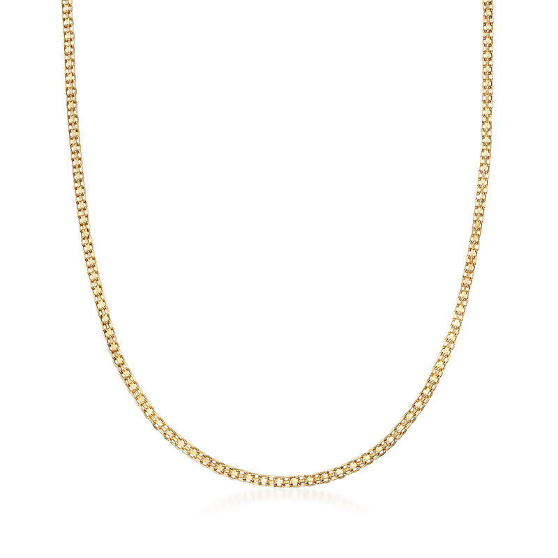 Yellow gold Bismarck-link necklace, flat curb-style links