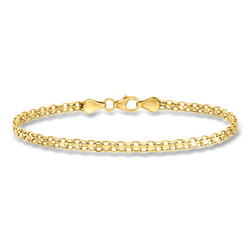 14kt yellow gold Bismark-link bracelet with clasp and gold chain links