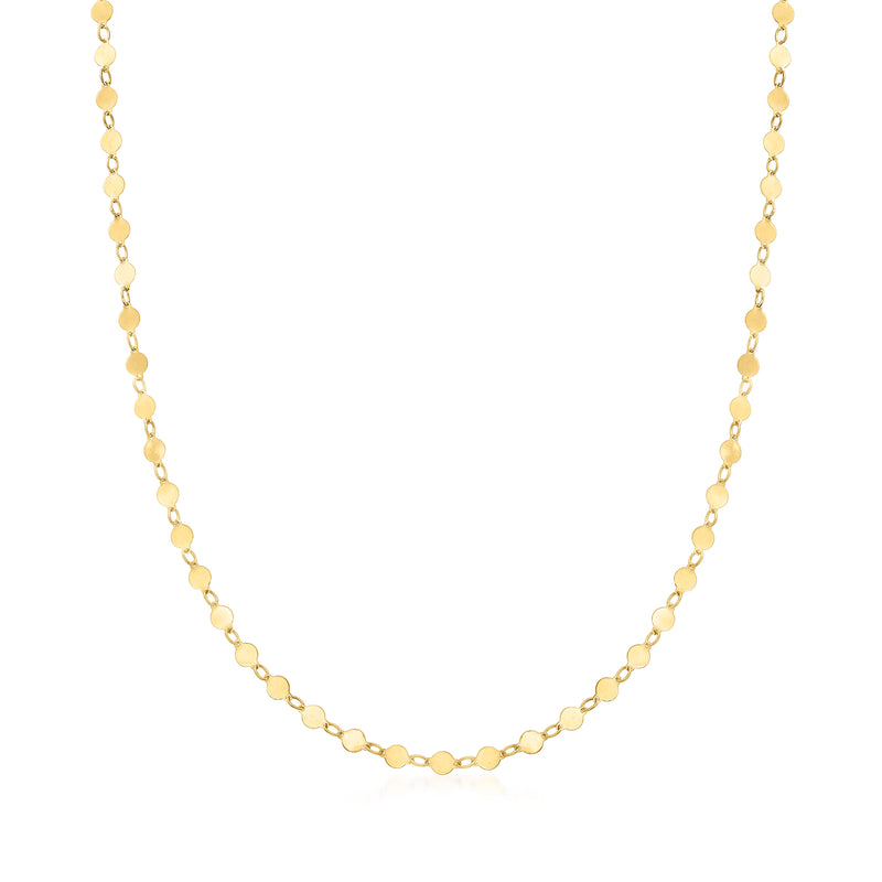14kt yellow gold round mirror-link chain necklace