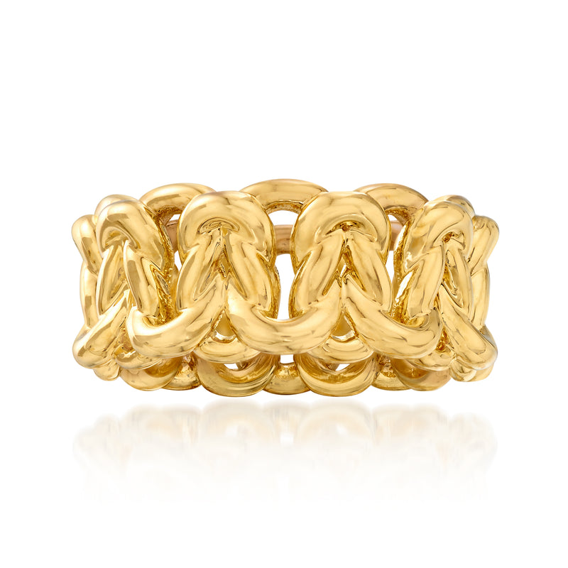 Italian Andiamo 14kt yellow gold over resin link ring, chunky interlocking links