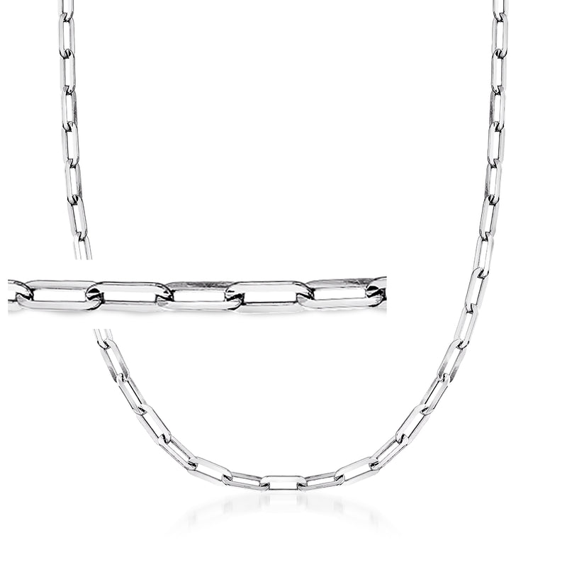 Italian sterling silver paper clip link necklace with interlocking chain links