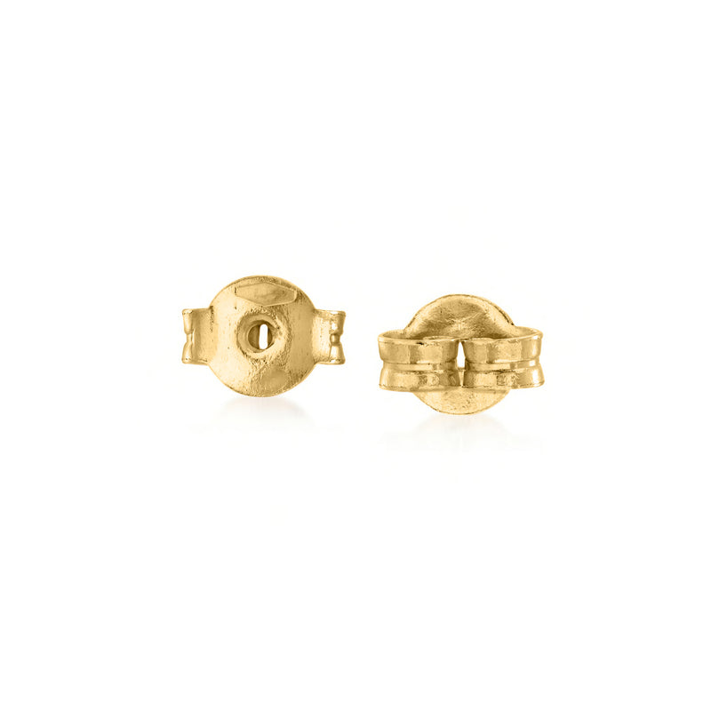 14kt yellow gold round earring backings with hinged push clasp and central hole