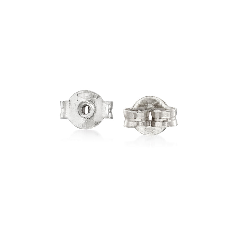 14kt white gold round earring push-backs with hinge, medium size