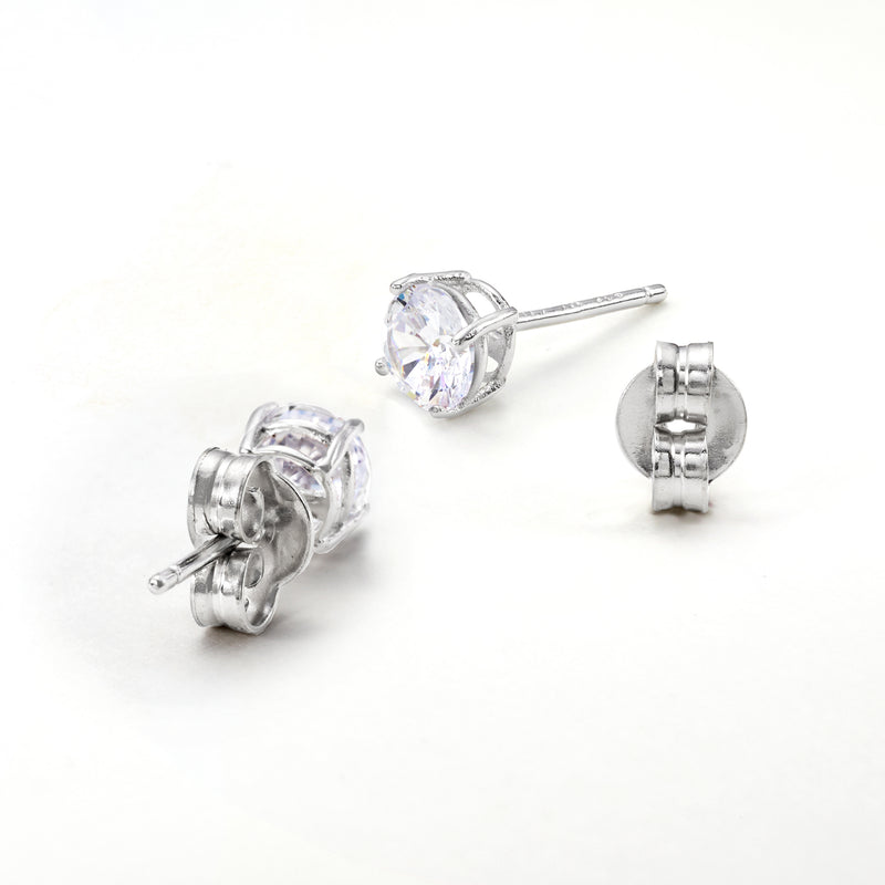 14kt white gold stud earring backs with hinged push-back closure, medium