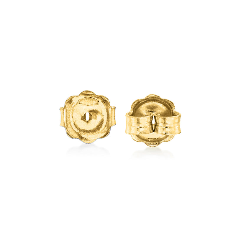 14kt yellow gold round screw-back earring backings with center post hole