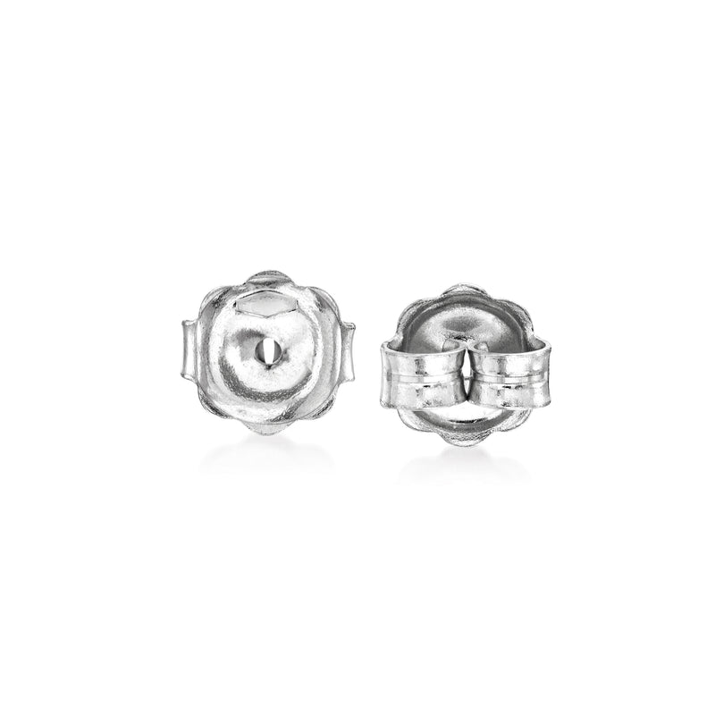 14kt white gold earring backings, round scalloped snap closures (pair)