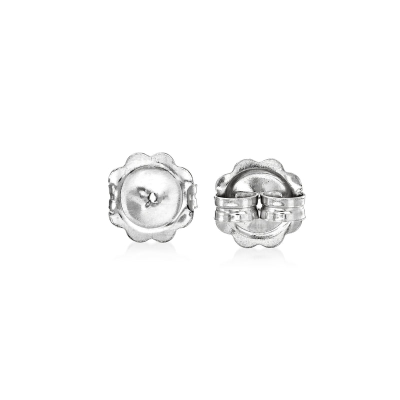 14kt white gold earring backings, round hinged x-large 9mm, front view