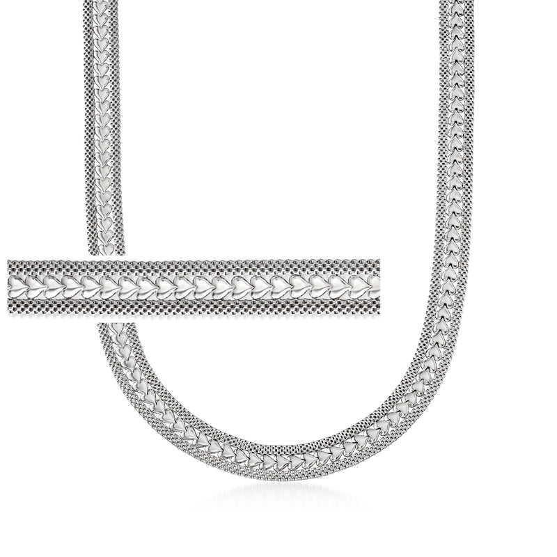 Sterling silver necklace with braided textured links and openwork clasp detail