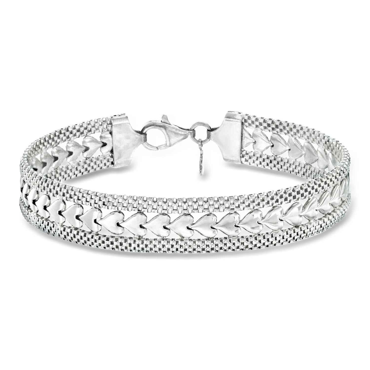 Italian Sterling Silver Heart-Motif Bracelet