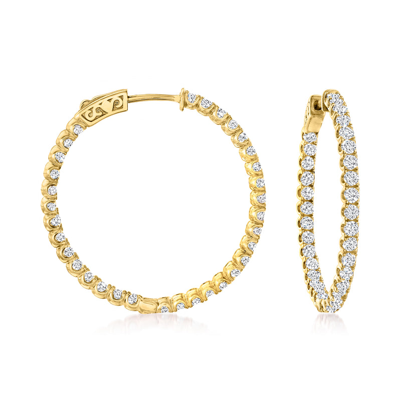 Gold over sterling CZ inside-outside hoop earrings with pavé accents