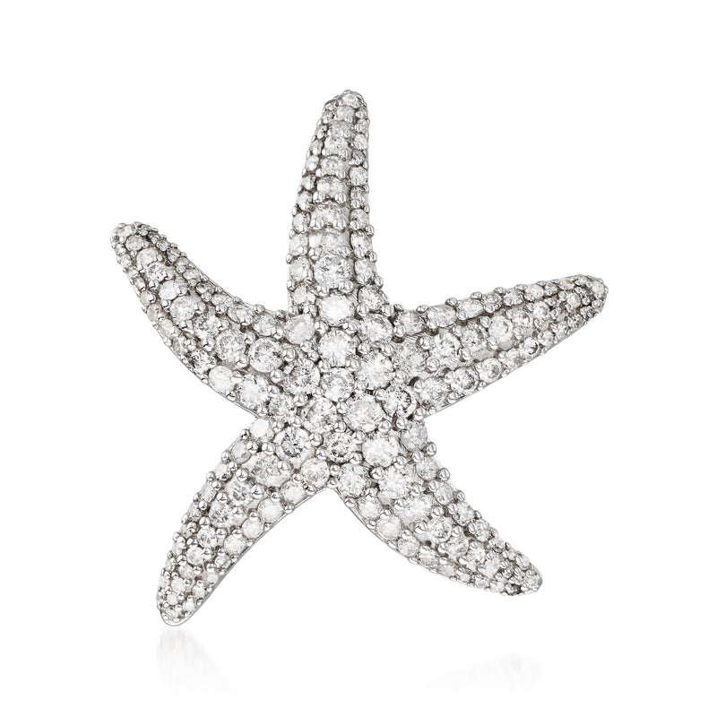 Sterling silver diamond starfish pin