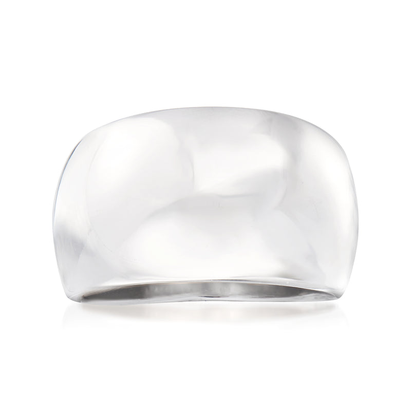 Sterling silver dome ring, smooth high-shine curved top with open band