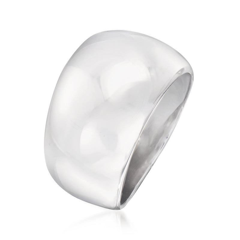 Sterling silver dome ring, smooth curved profile and polished inner band