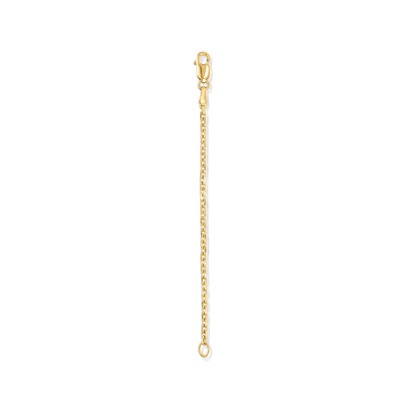 14kt yellow gold cable-chain necklace extender with end loops and linked bar detail