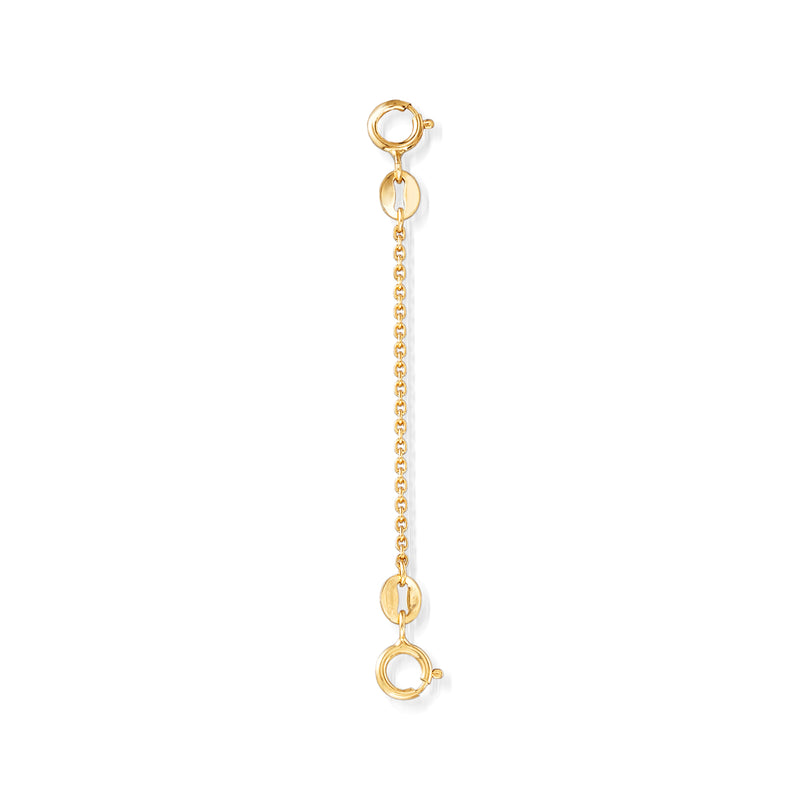 Yellow gold safety cable chain with two ring ends and small cable links