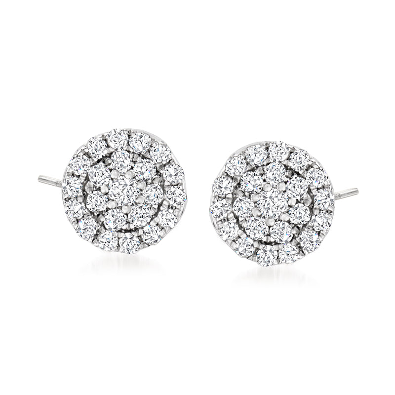 Round diamond cluster stud earrings in sterling silver, with post backs