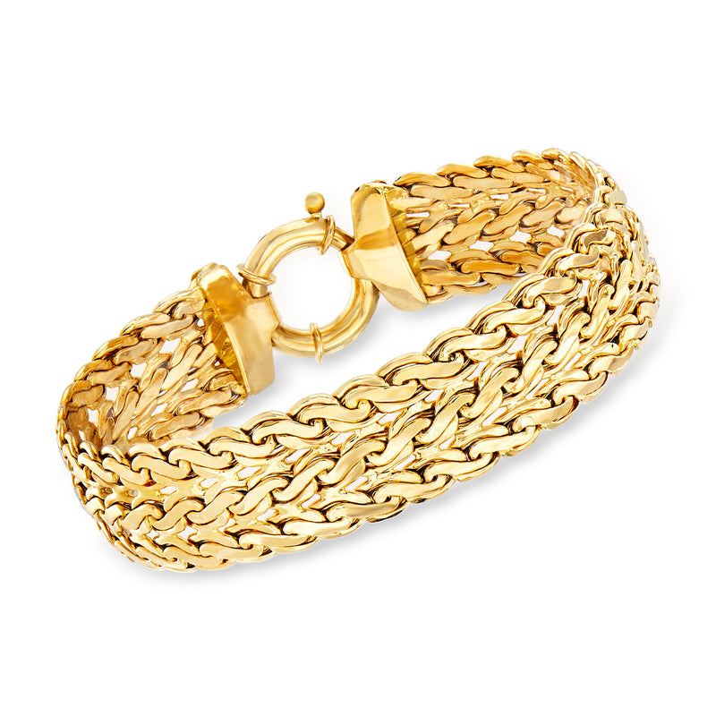 14kt yellow gold three-row chain bracelet with toggle clasp