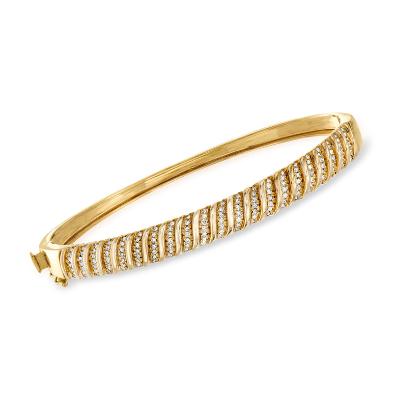 Diamond bangle bracelet in 18kt gold over sterling with pavé diamond accents