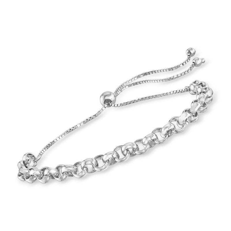 Sterling silver bolo bracelet with rolo chain and adjustable sliding ends