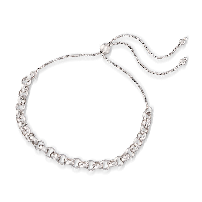 Sterling Silver Rolo-Chain Bolo Bracelet