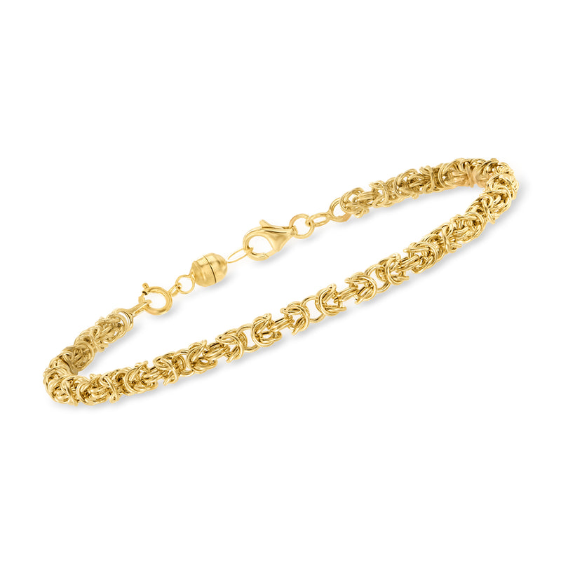Yellow gold chain with small magnetic clasp converter and circular loop ends
