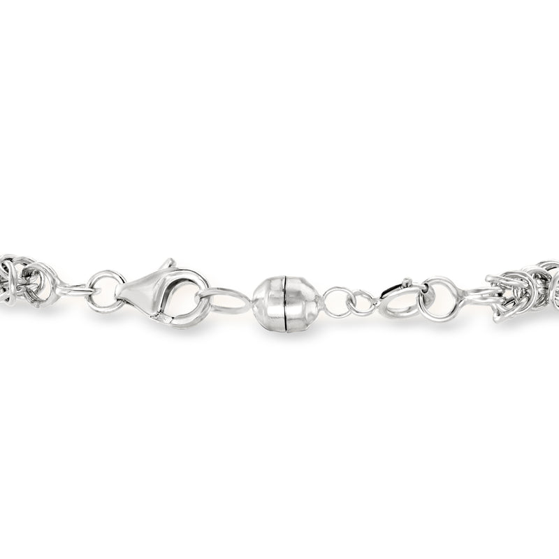 White gold magnetic clasp converter end with interlocking ring and cylinder