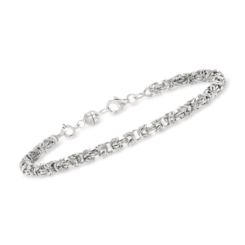 White gold chain with small magnetic clasp converter and circular loop ends