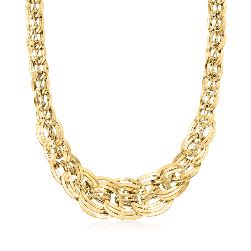 18kt yellow gold interlocking-link necklace with chunky oval links