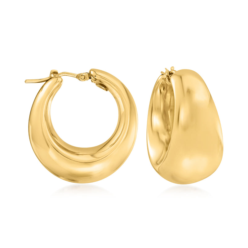 Gold over sterling hoop earrings, polished 18kt goldtone finish