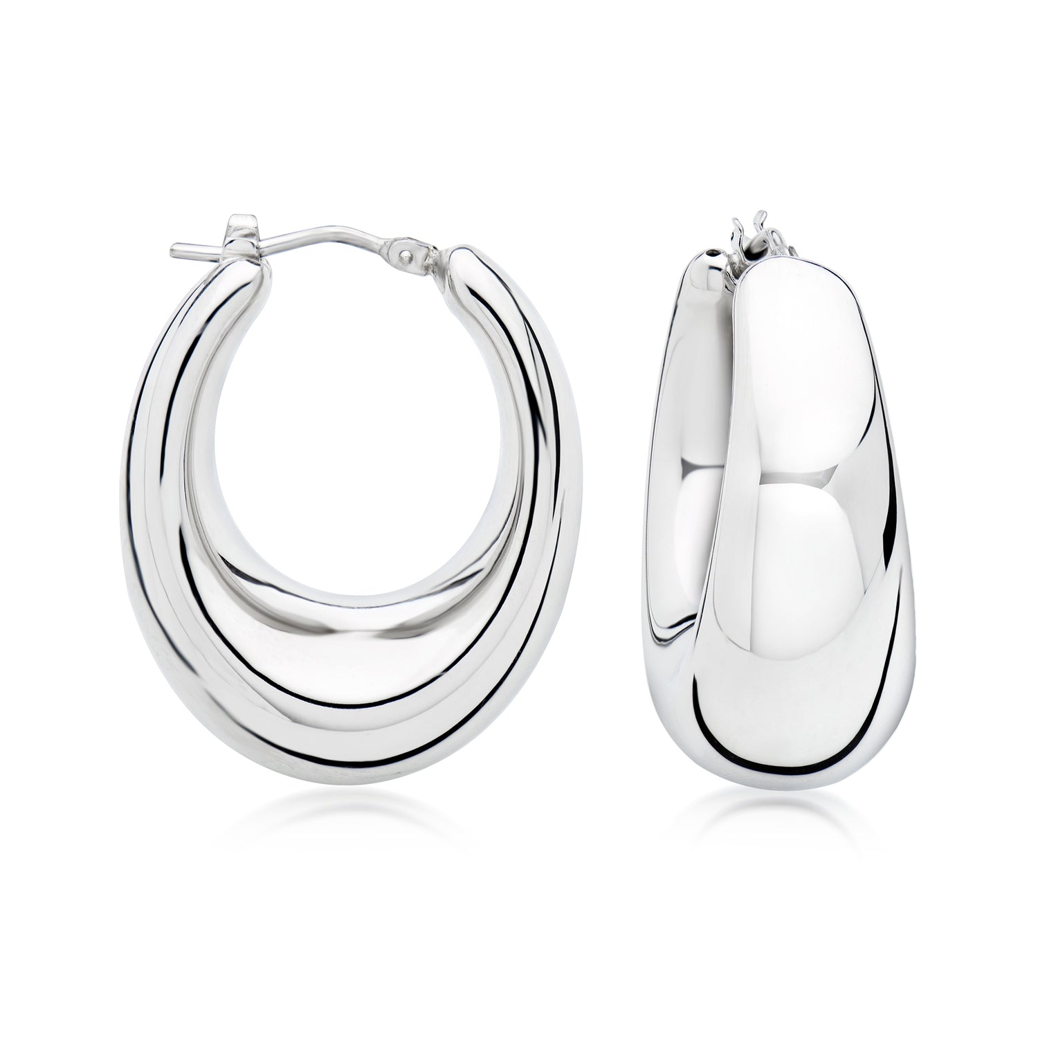 Italian Sterling Silver Graduated Hoop Earrings