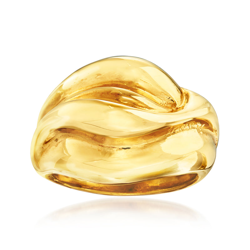 Italian 18kt yellow gold twisted wavy ring
