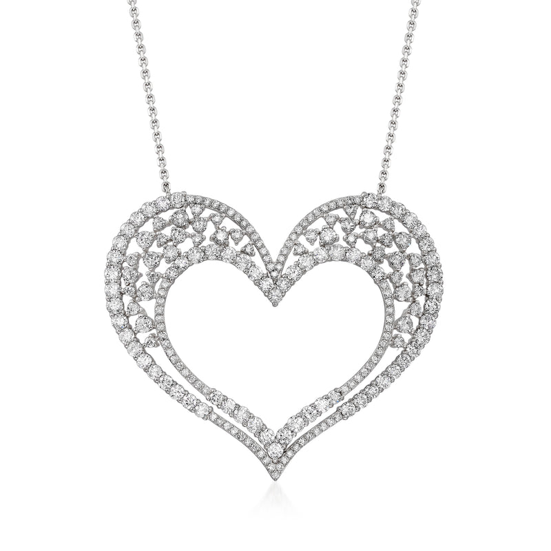 Diamond open heart necklace in 14kt white gold