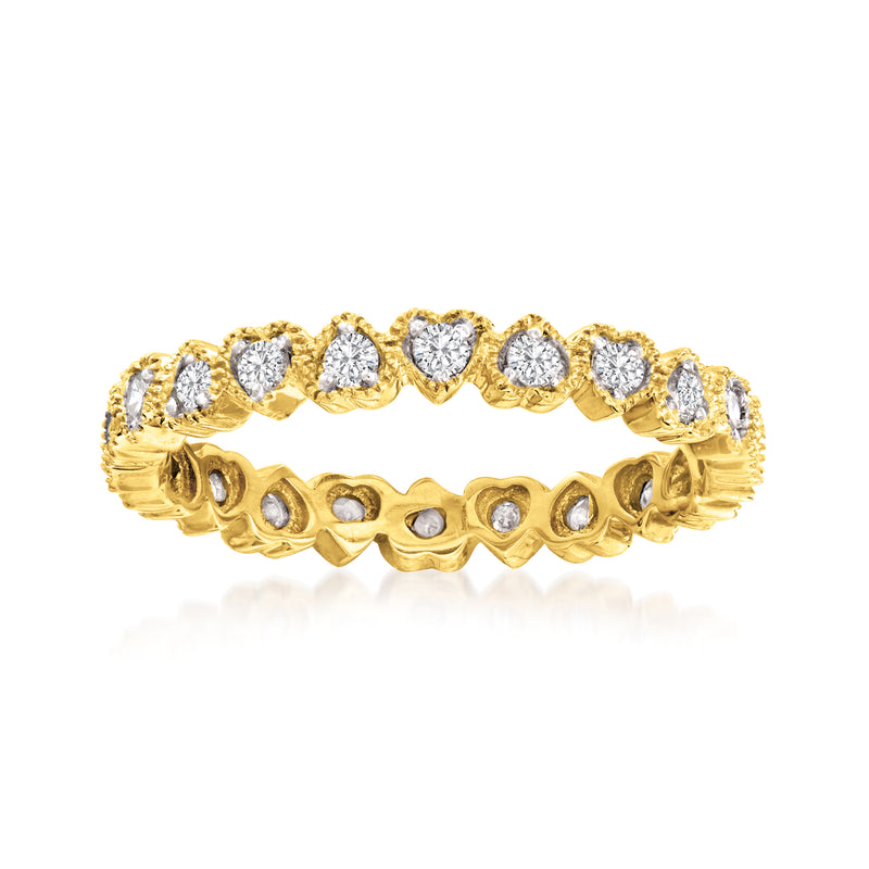 Gold over sterling heart-shaped diamond eternity band with round stones, .50 ct t.w.