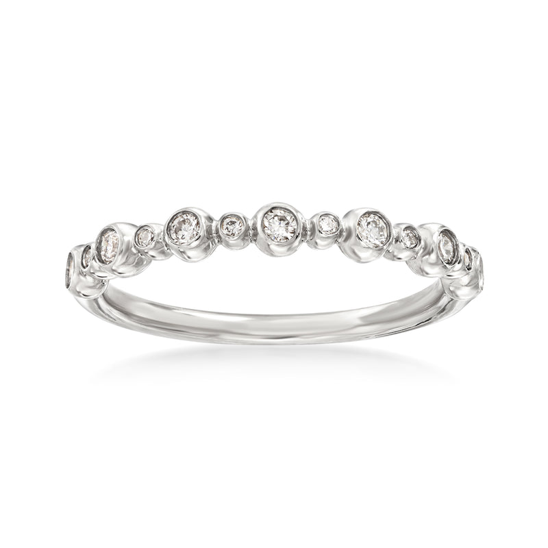 Henri Daussi 18kt white gold diamond wedding band with round bezel-set stones
