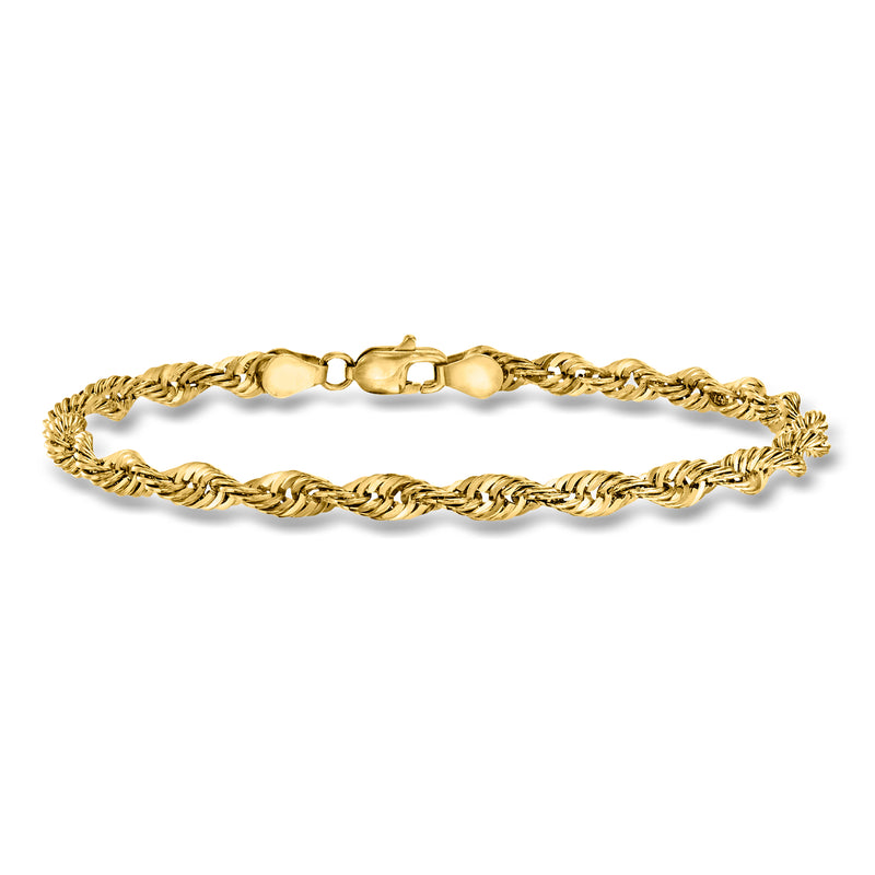 14kt yellow gold rope-chain bracelet with secure clasp
