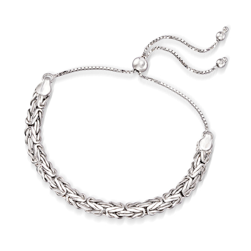 Sterling silver bolo bracelet pair: chunky multi-link chain and fine chain with ball ends