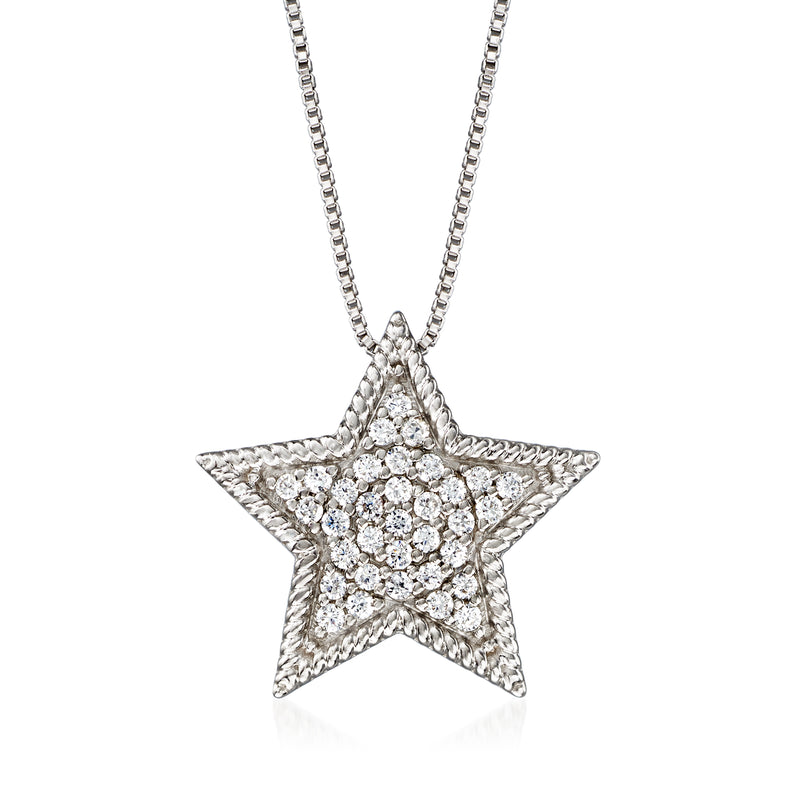 Sterling silver diamond star necklace, 0.33 ct t.w., round stones star pendant