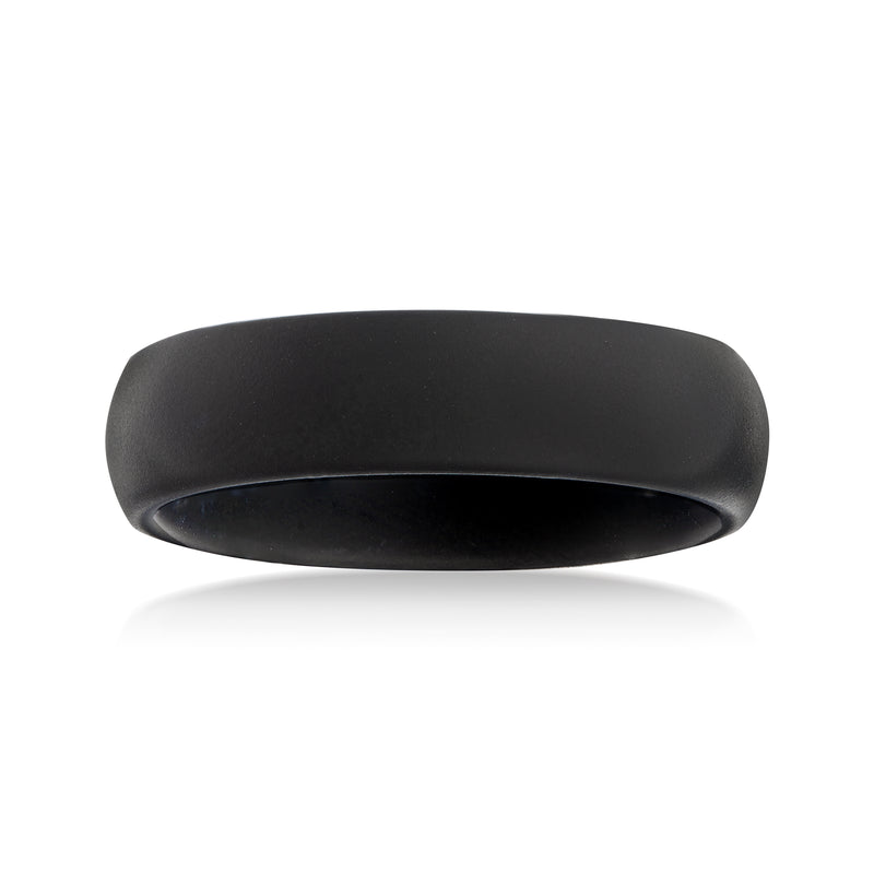 Matte black tungsten carbide wedding ring, smooth rounded band, 6mm width