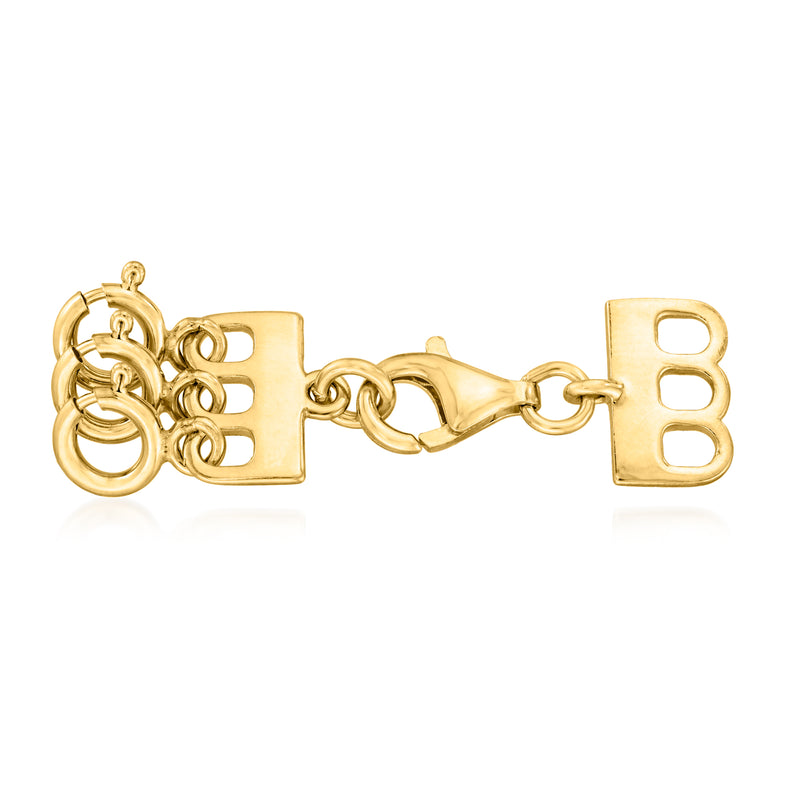 Gold over sterling layering clasp with chain links and letter B end