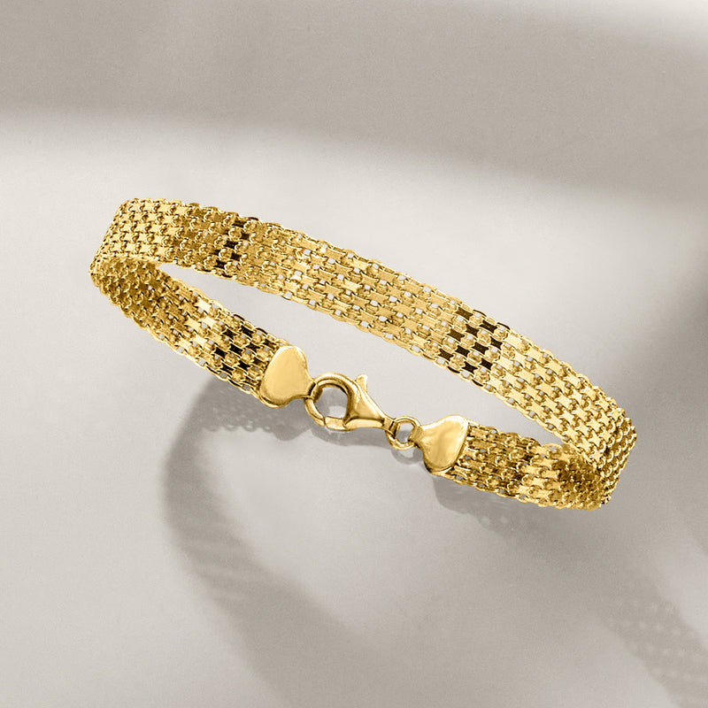 Gold-tone bismark-link bracelet with lobster clasp and round end pieces