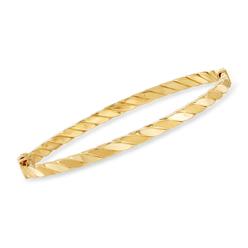 18kt yellow gold twisted bangle bracelet with rope design