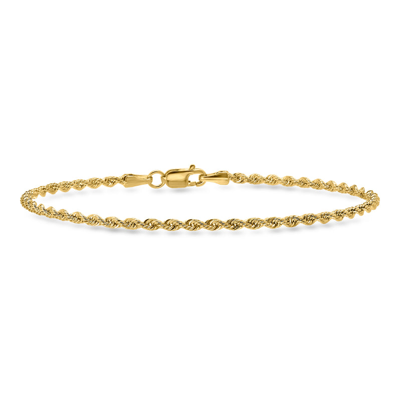 2mm 14kt Yellow Gold Rope-Chain Bracelet