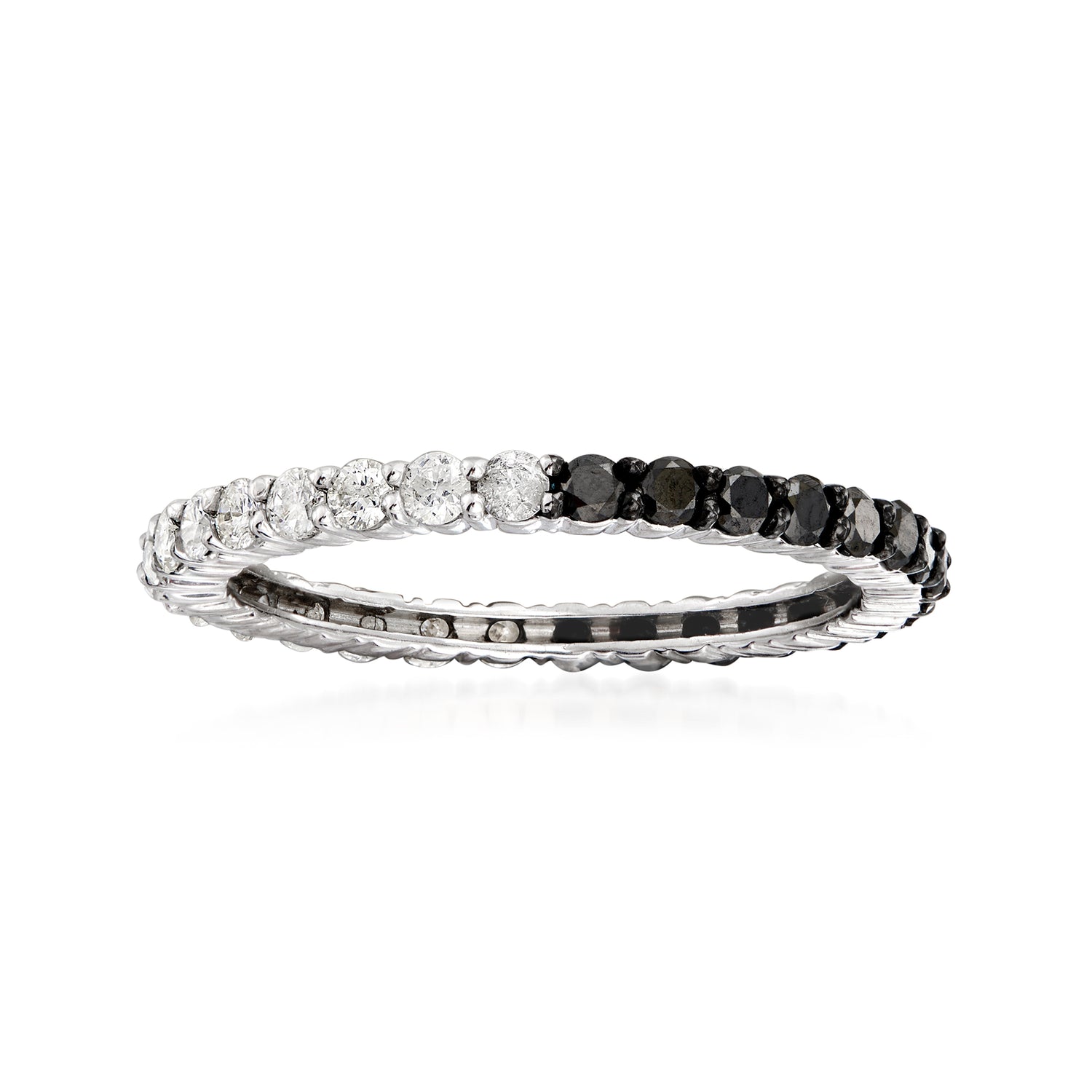 1.00 ct. t.w. Black and White Diamond Eternity Band in Sterling Silver